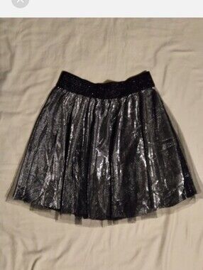 Black Shimmer Circle Skirt with Glitter Waistband